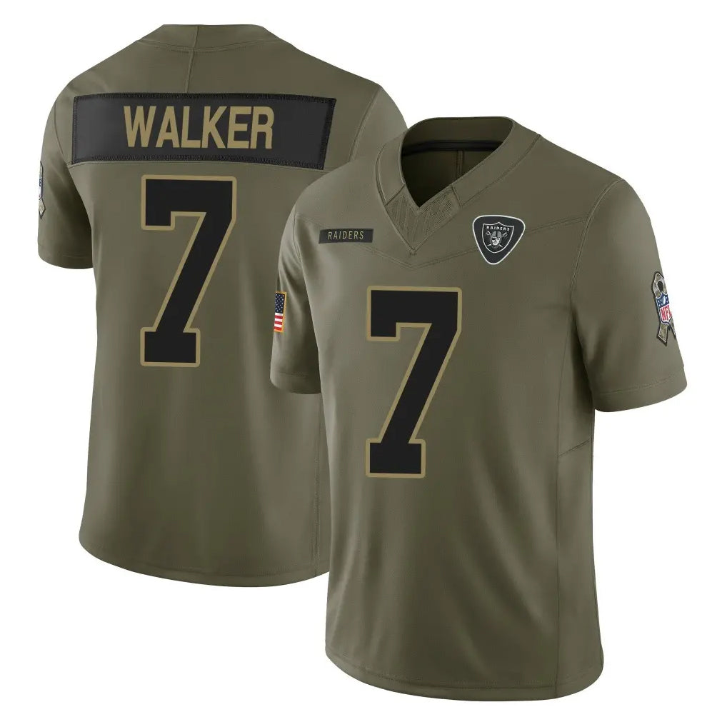 Tlead LV.Raiders #7 Quay Walker Player Olive 2025 Salute To Service Limited Game Stitched Jerseys