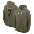Tlead LV.Raiders #7 Quay Walker Player Olive Salute to Service Pullover Hoodies Limited Stitched Jerseys