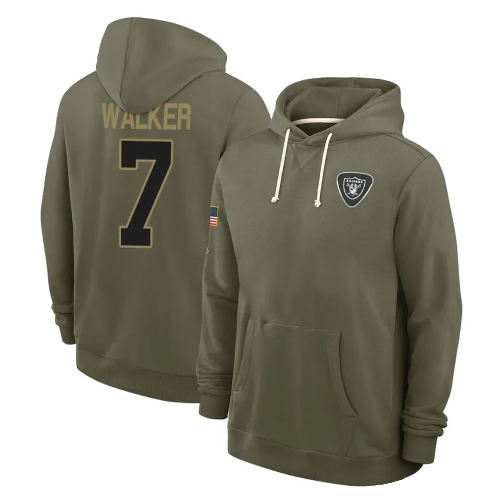 Tlead LV.Raiders #7 Quay Walker Player Olive Salute to Service Pullover Hoodies Limited Stitched Jerseys