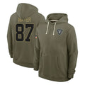 Tlead LV.Raiders #87 Michael Mayer Player Olive Salute to Service Pullover Hoodies Limited Stitched Jerseys