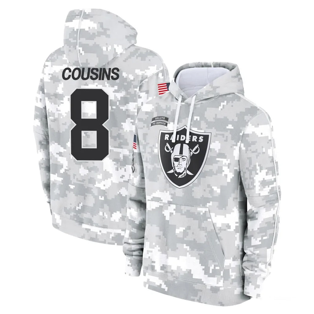 Tlead LV.Raiders #8 Kirk Cousins Player Arctic Camo Salute to Service Hoodies Limited Game Stitched Jerseys