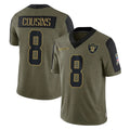 Tlead LV.Raiders #8 Kirk Cousins Player Olive Salute To Service Limited Game Stitched Jerseys