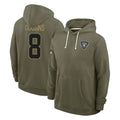 Tlead LV.Raiders #8 Kirk Cousins Player Olive Salute to Service Pullover Hoodies Limited Stitched Jerseys