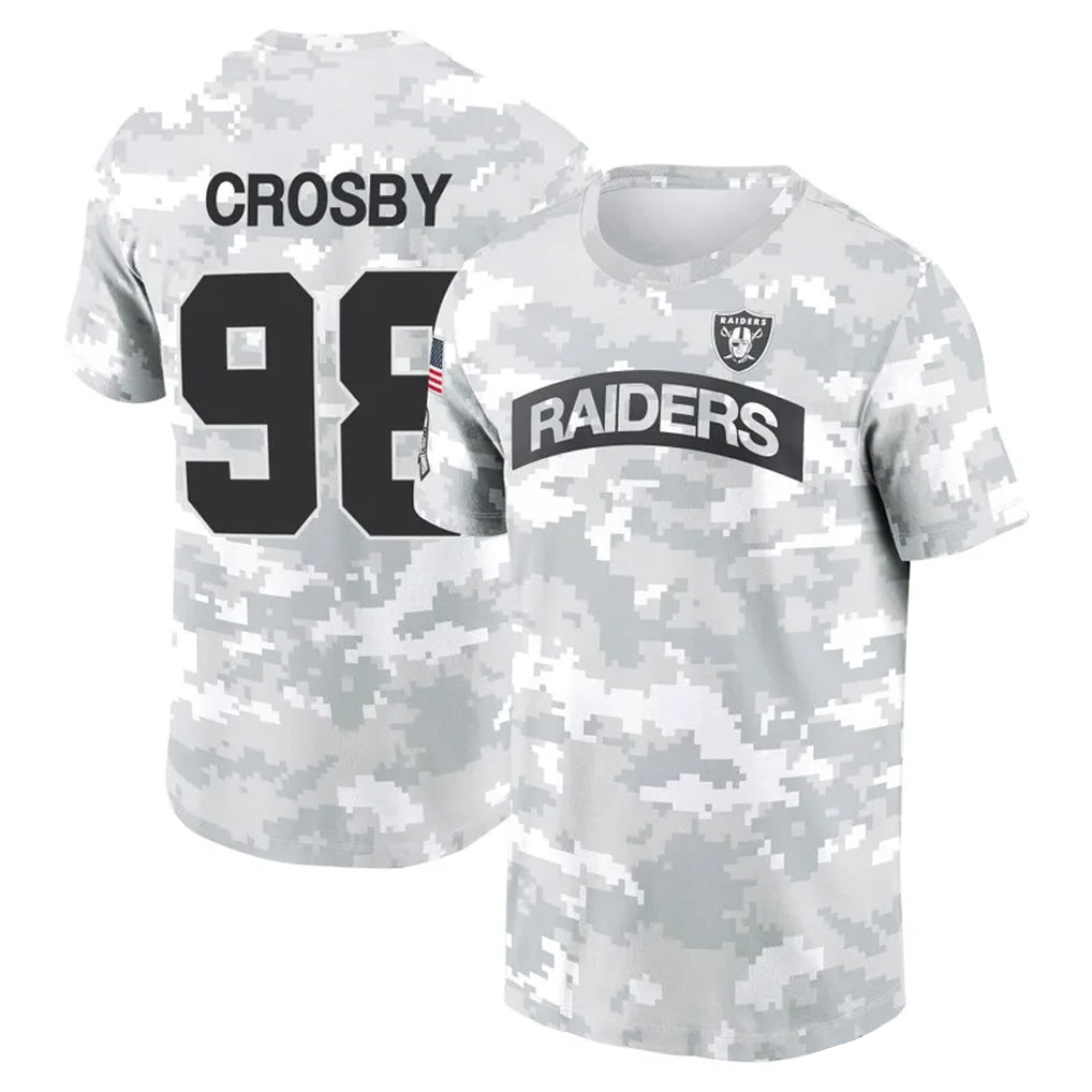 Tlead LV.Raiders #98 Maxx Crosby Player Black Salute to Service T-Shirts Stitched Jerseys
