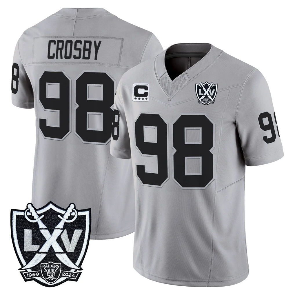 Tlead LV.Raiders #98 Maxx Crosby Player Gray 2026 Vapor Limited Home Game Stitched Jerseys