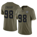 Tlead LV.Raiders #98 Maxx Crosby Player Olive Salute To Service Limited Stitched Jerseys