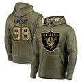 Tlead LV.Raiders #98 Maxx Crosby Player Olive Salute to Service Pullover Hoodies Home Game Stitched Jerseys