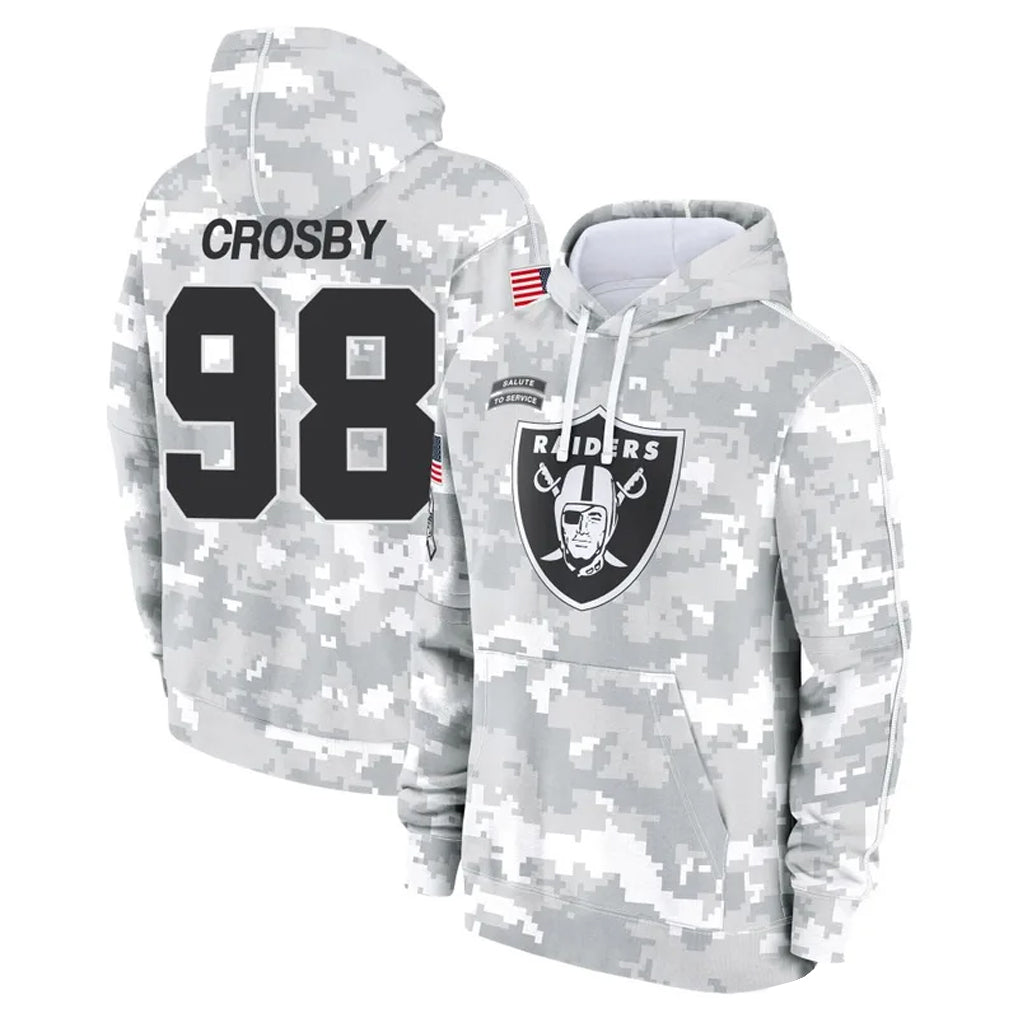 Tlead LV.Raiders #98 Maxx Crosby Player Salute to Service Hoodies Stitched Jerseys