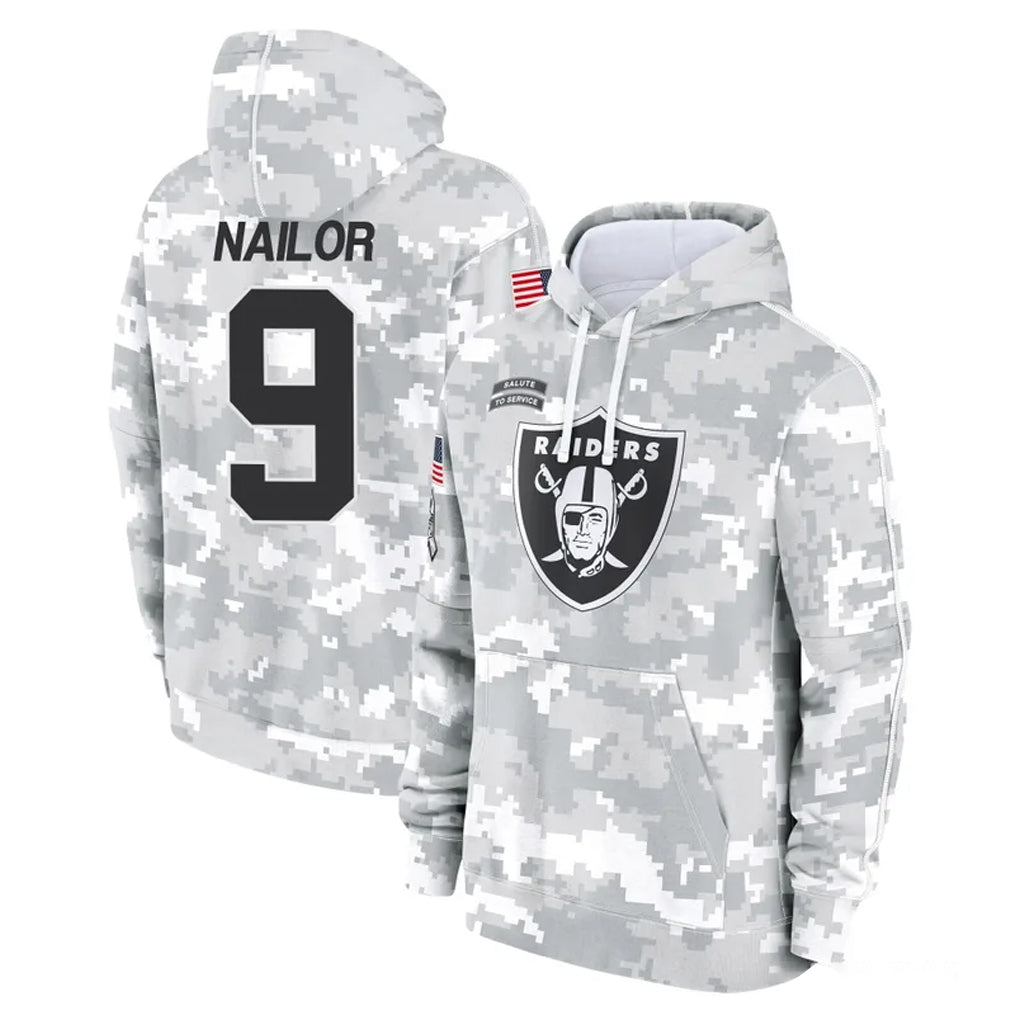 Tlead LV.Raiders #9 Jalen Nailor Player Arctic Camo Salute to Service Hoodies Limited Game Stitched Jerseys