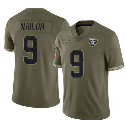 Tlead LV.Raiders #9 Jalen Nailor Player Olive Salute To Service Limited Stitched Jerseys