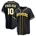 Tlead M.Brewers #10 Sal Frelick Player Black Fashion Out Home Game Stitched Jerseys