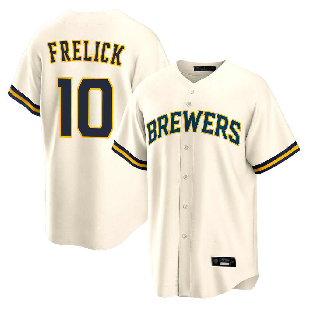 Tlead M.Brewers #10 Sal Frelick Player Cream Home Game Stitched Jerseys