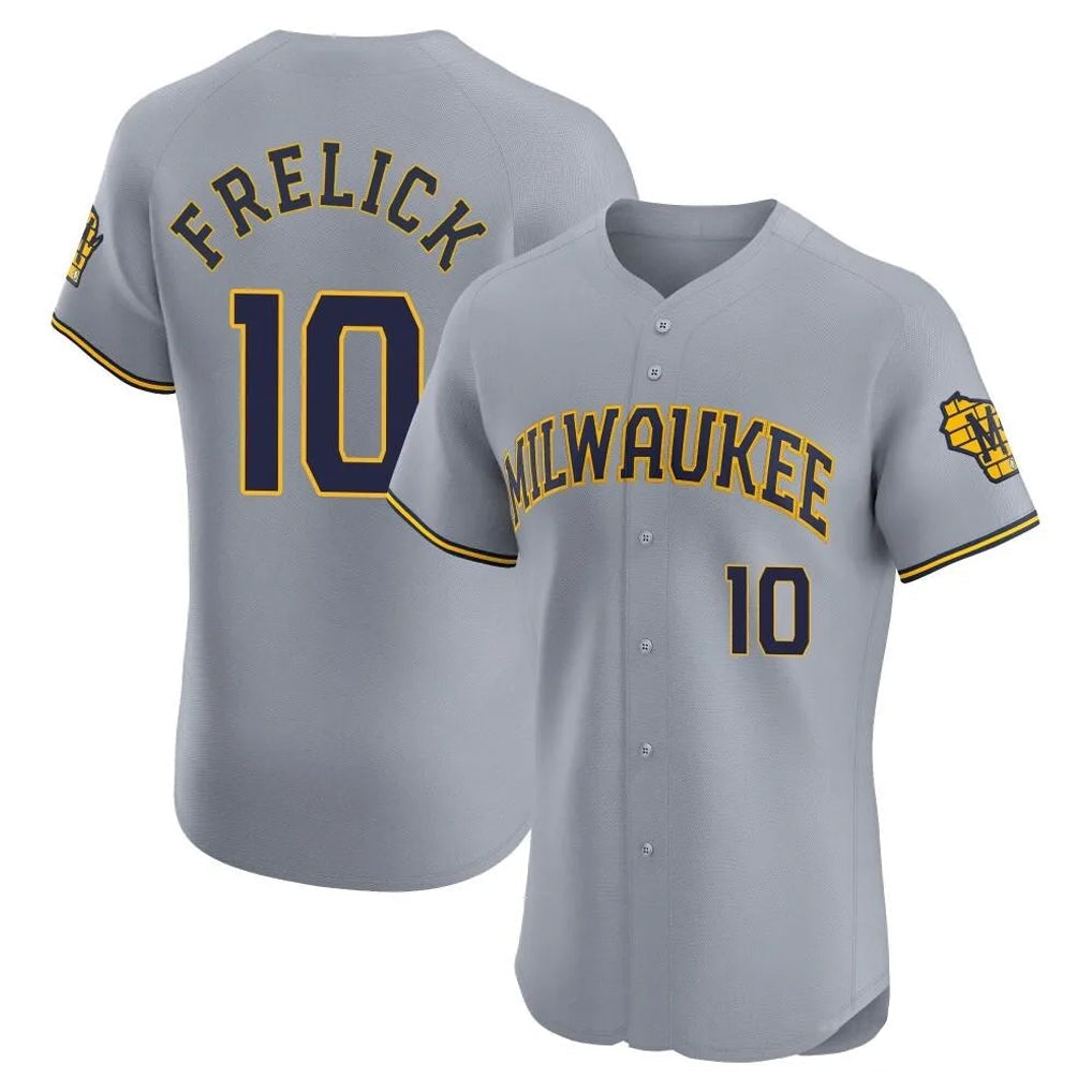 Tlead M.Brewers #10 Sal Frelick Player Gray Home Limited Elite Stitched Jerseys