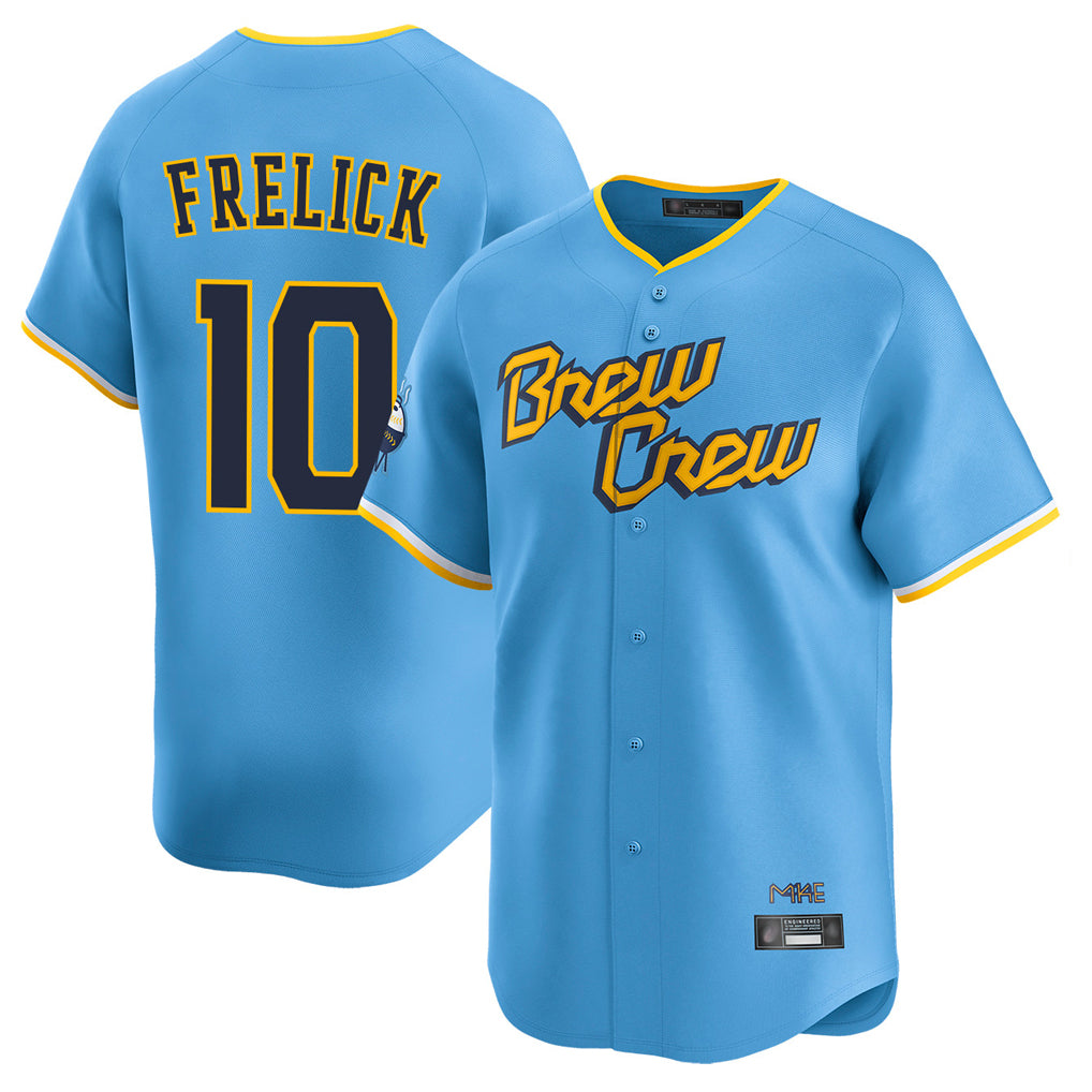 Tlead M.Brewers #10 Sal Frelick Player Light Blue City Connect Home Limited Stitched Jerseys