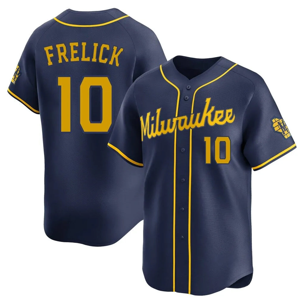 Tlead M.Brewers #10 Sal Frelick Player Navy Home Limited Stitched Jerseys
