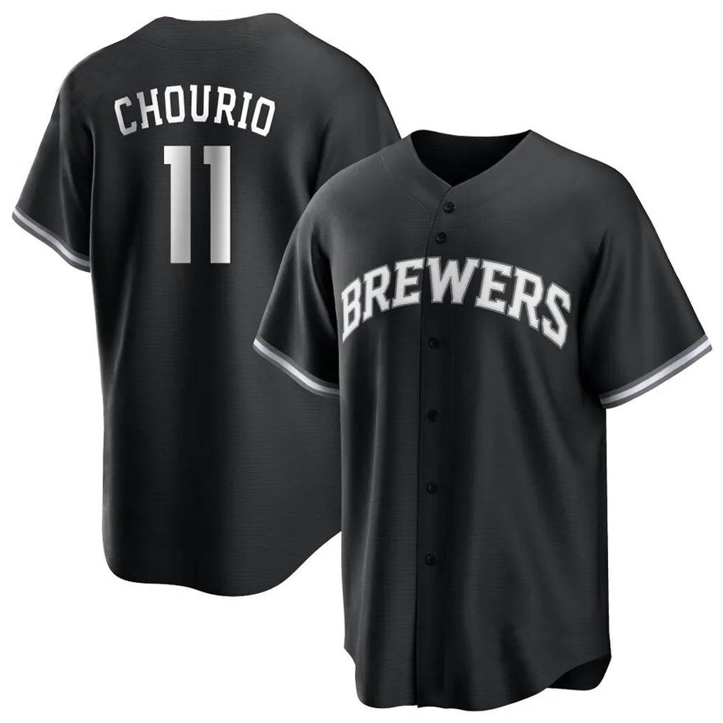 Tlead M.Brewers #11 Jackson Chourio Player Black Game Home Stitched Jerseys