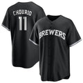 Tlead M.Brewers #11 Jackson Chourio Player Black Game Home Stitched Jerseys