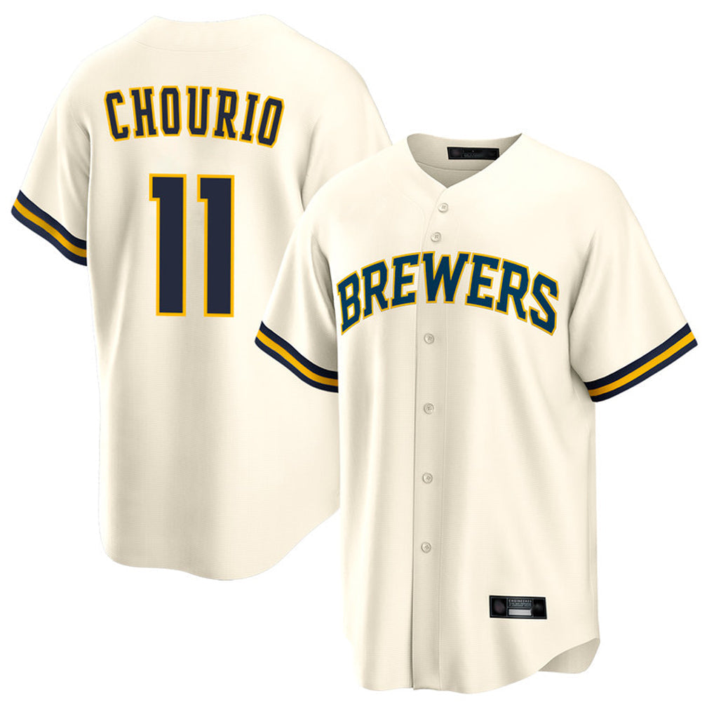 Tlead M.Brewers #11 Jackson Chourio Player Cream Home Game Stitched Jerseys