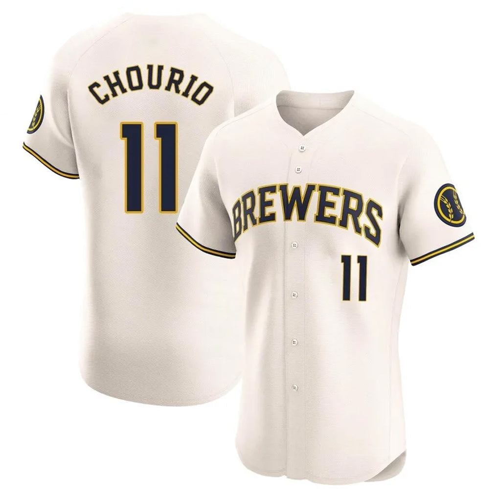Tlead M.Brewers #11 Jackson Chourio Player Cream Home Limited Elite Stitched Jerseys