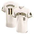 Tlead M.Brewers #11 Jackson Chourio Player Cream Home Limited Elite Stitched Jerseys