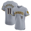 Tlead M.Brewers #11 Jackson Chourio Player Gray Home Limited Elite Stitched Jerseys