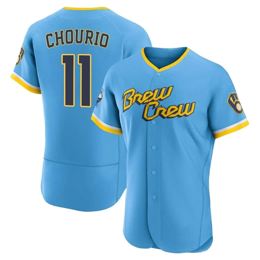 Tlead M.Brewers #11 Jackson Chourio Player Light Blue City Connect Home Limited Elite Stitched Jerseys