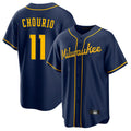 Tlead M.Brewers #11 Jackson Chourio Player Navy Home Game Stitched Jerseys