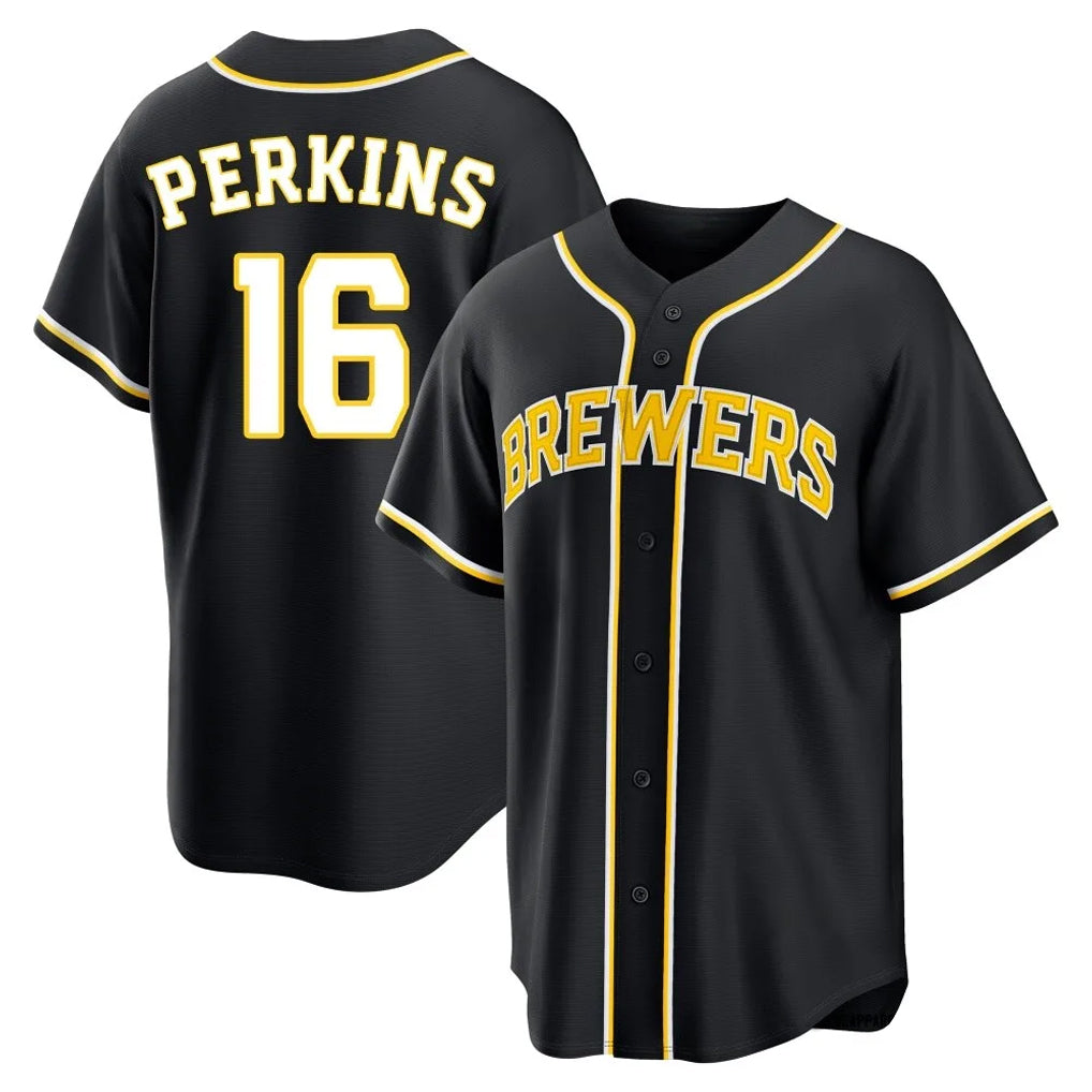 Tlead M.Brewers #16 Blake Perkins Player Black Fashion Out Home Game Stitched Jerseys