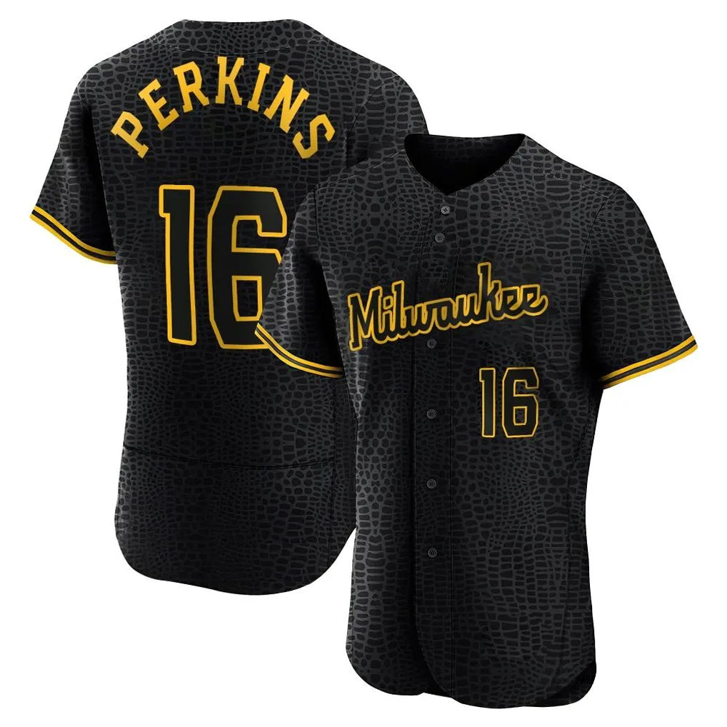 Tlead M.Brewers #16 Blake Perkins Player Black Snake Skin City Home Limited Elite Stitched Jerseys