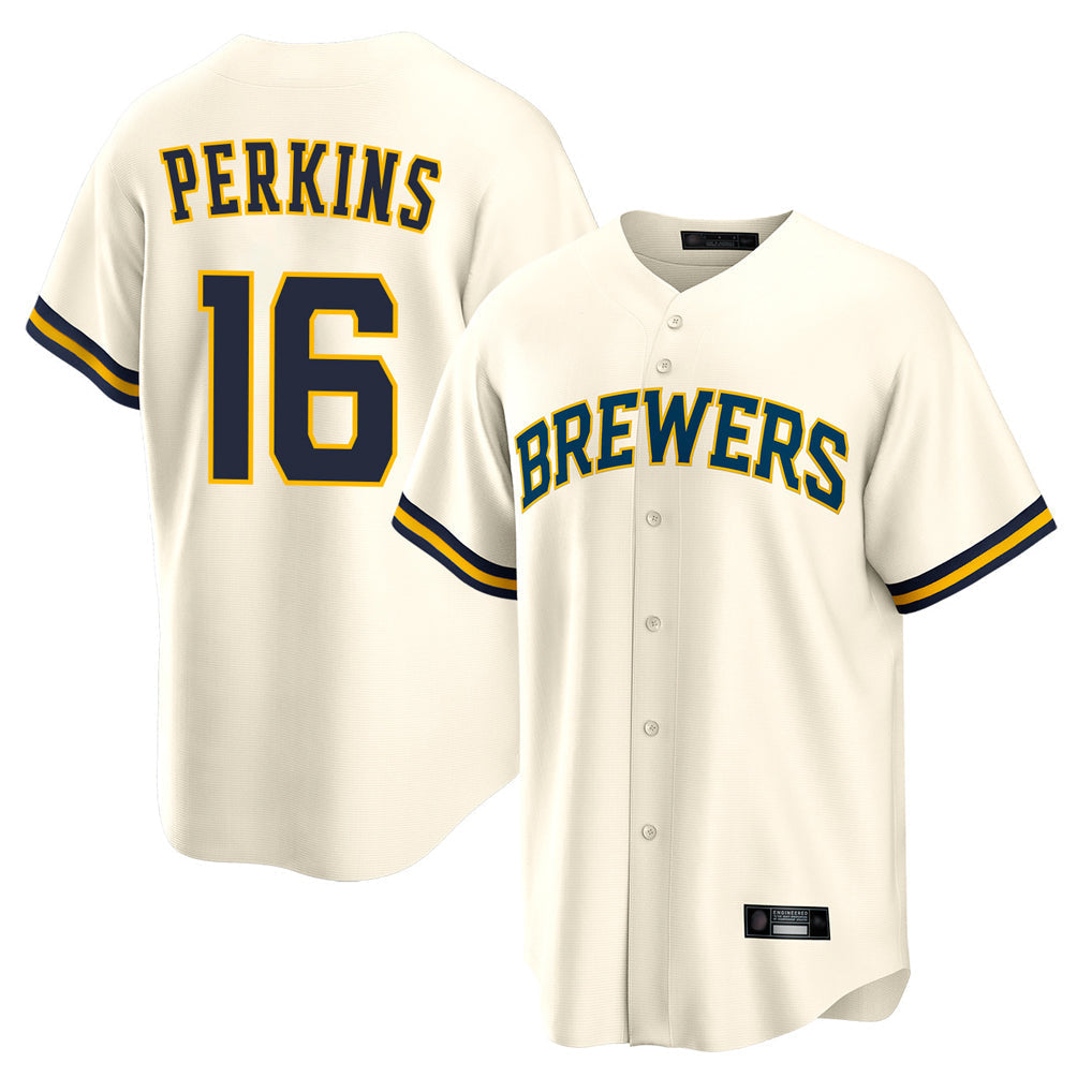 Tlead M.Brewers #16 Blake Perkins Player Cream Home Game Stitched Jerseys
