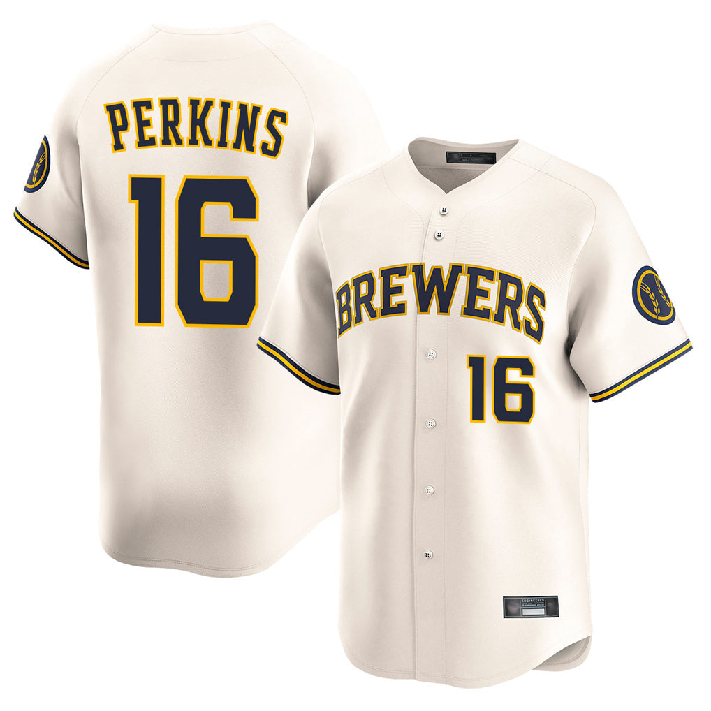 Tlead M.Brewers #16 Blake Perkins Player Cream Home Limited Game Stitched Jerseys
