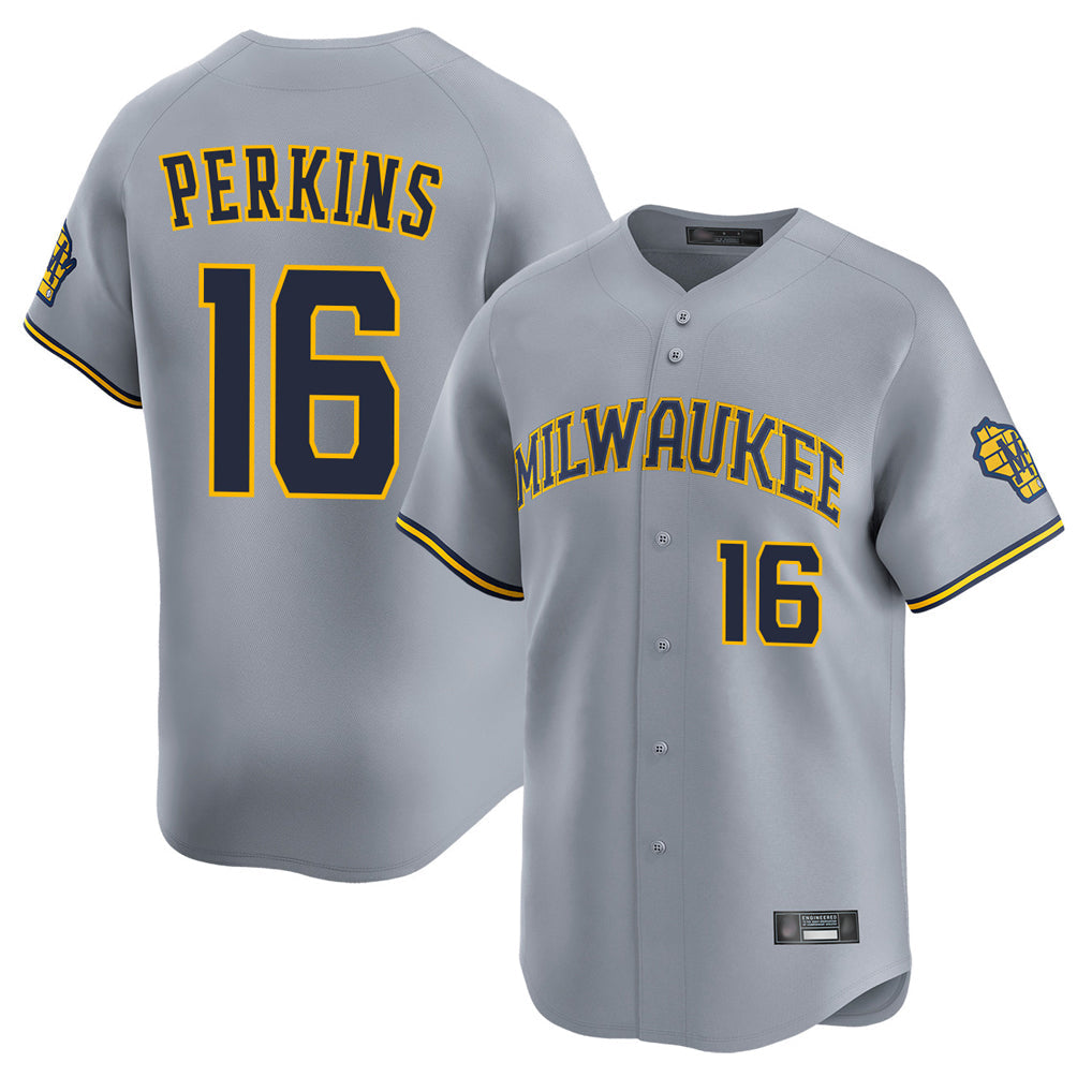 Tlead M.Brewers #16 Blake Perkins Player Gray Home Limited Stitched Jerseys