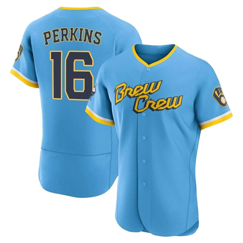 Tlead M.Brewers #16 Blake Perkins Player Light Blue City Connect Home Limited Elite Stitched Jerseys
