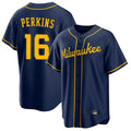 Tlead M.Brewers #16 Blake Perkins Player Navy Home Game Stitched Jerseys
