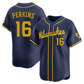 Tlead M.Brewers #16 Blake Perkins Player Navy Home Limited Stitched Jerseys