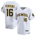 Tlead M.Brewers #16 Blake Perkins Player White Stripes Home Limited Game Stitched Jerseys