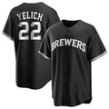 Tlead M.Brewers #22 Christian Yelich Player Black Game Home Stitched Jerseys
