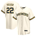 Tlead M.Brewers #22 Christian Yelich Player Cream Home Game Stitched Jerseys