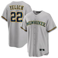 Tlead M.Brewers #22 Christian Yelich Player Gray Home Game Stitched Jerseys