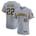 Tlead M.Brewers #22 Christian Yelich Player Gray Home Limited Elite Stitched Jerseys