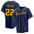 Tlead M.Brewers #22 Christian Yelich Player Navy Home Game Stitched Jerseys
