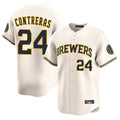 Tlead M.Brewers #24 William Contreras Player Cream Home Limited Game Stitched Jerseys