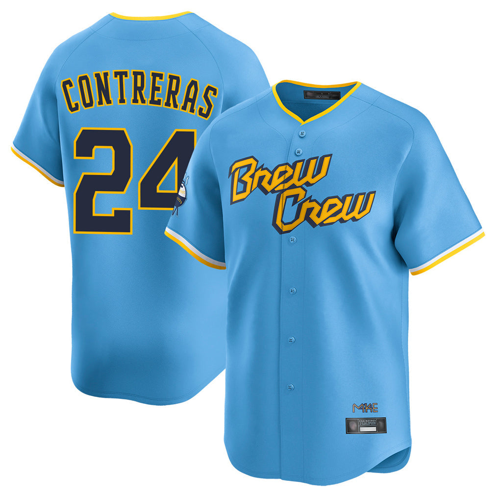 Tlead M.Brewers #24 William Contreras Player Light Blue City Connect Home Limited Stitched Jerseys