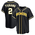 Tlead M.Brewers #2 Brice Turang Player Black Fashion Out Home Game Stitched Jerseys
