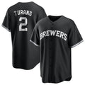 Tlead M.Brewers #2 Brice Turang Player Black Game Home Stitched Jerseys