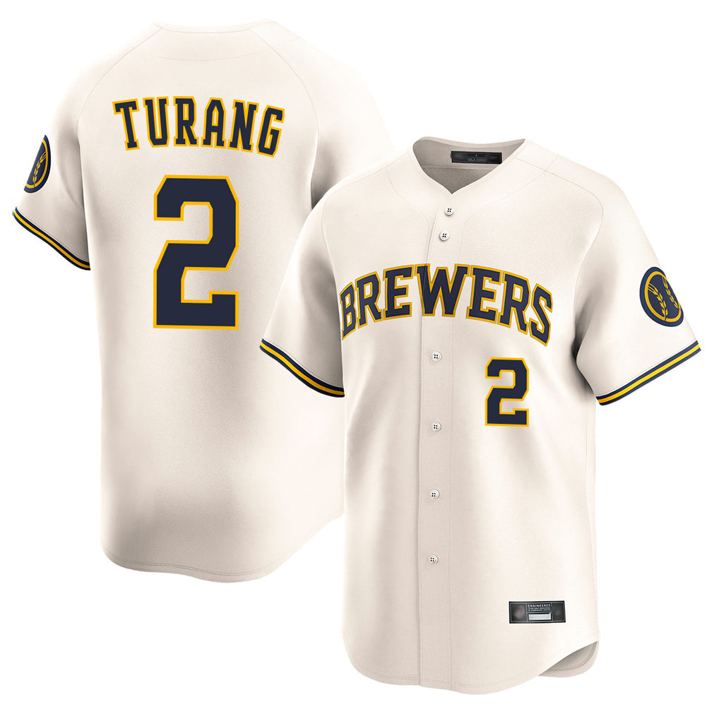 Tlead M.Brewers #2 Brice Turang Player Cream Home Limited Game Stitched Jerseys