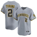 Tlead M.Brewers #2 Brice Turang Player Gray Home Limited Stitched Jerseys