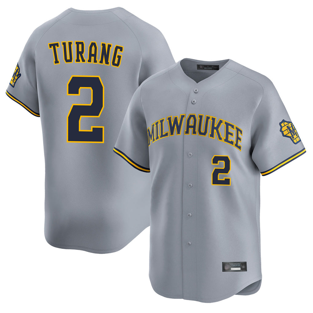 Tlead M.Brewers #2 Brice Turang Player Gray Home Limited Stitched Jerseys