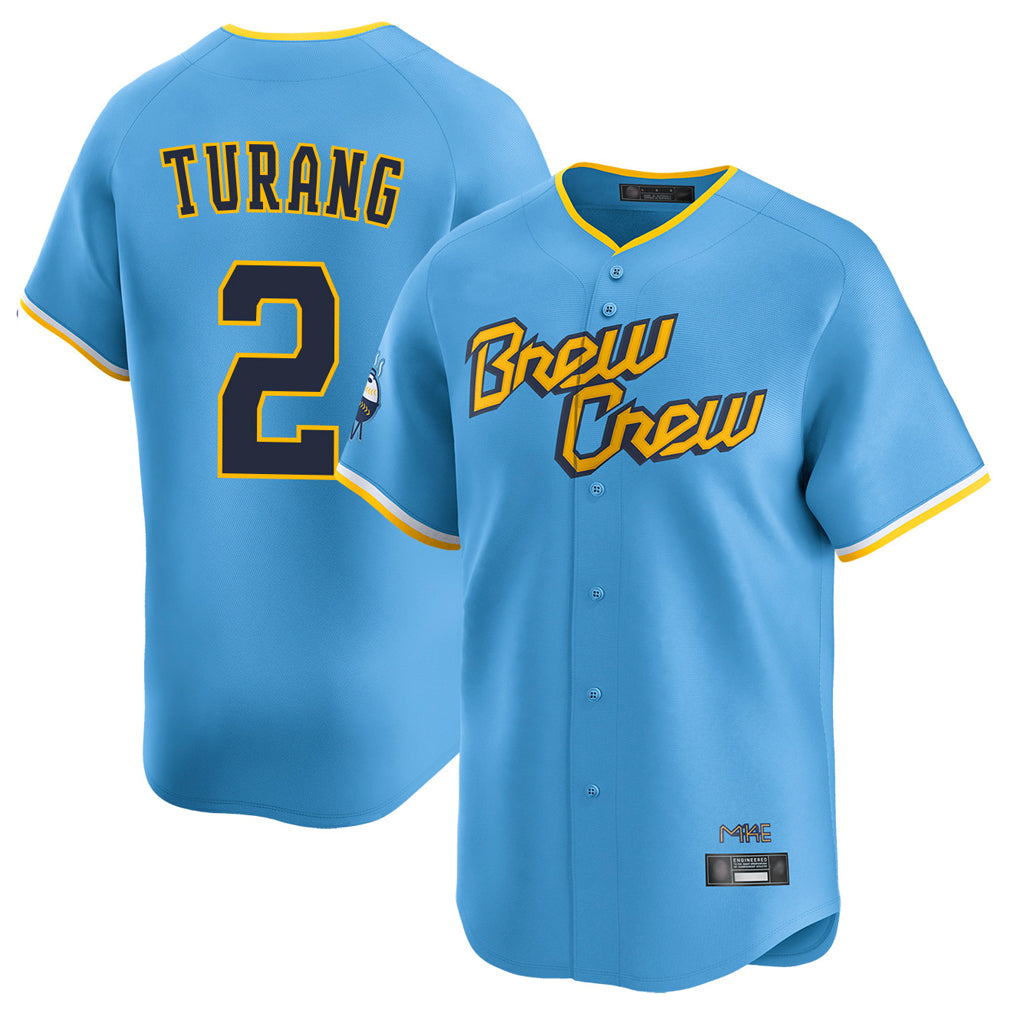 Tlead M.Brewers #2 Brice Turang Player Light Blue City Connect Home Limited Stitched Jerseys