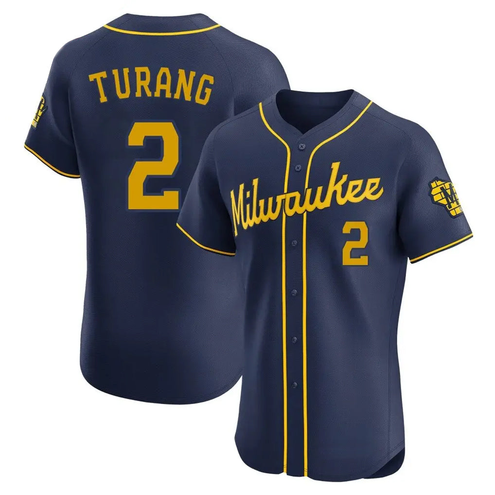Tlead M.Brewers #2 Brice Turang Player Navy Home Limited Elite Stitched Jerseys